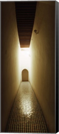 Framed Corridor inside the Bahia Palace, Marrakesh, Morocco Print