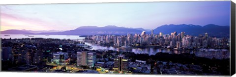Framed Aerial view of cityscape at sunset, Vancouver, British Columbia, Canada 2011 Print