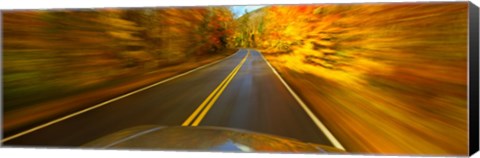 Framed Road viewed through the windshield of a moving car Print