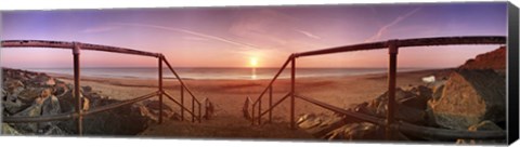 Framed Staircase leading towards a beach, California, Norfolk, England Print