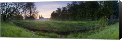 Framed Green field with university building in the background, King&#39;s College, Cambridge, Cambridgeshire, England Print