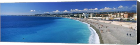 Framed Tourists on the beach, Nice, Promenade Des Anglais, Provence-Alpes-Cote d&#39;Azur, France Print