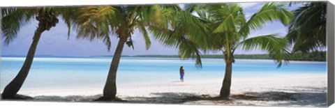 Framed Woman in sarong on the beach, One Foot Island, Aitutaki, Cook Islands Print