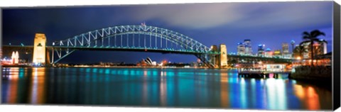 Framed Sydney Harbour Bridge with the Sydney Opera House in the background, Sydney Harbor, Sydney, New South Wales, Australia Print