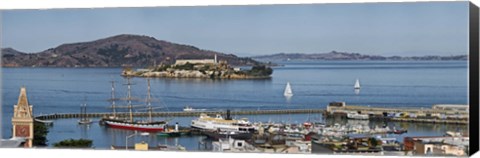 Framed Prison on an island, Alcatraz Island, Aquatic Park Historic District, Fisherman&#39;s Wharf, San Francisco, California, USA Print