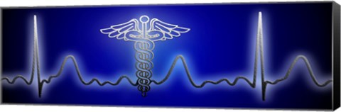 Framed EKG with Caduceus symbol Print
