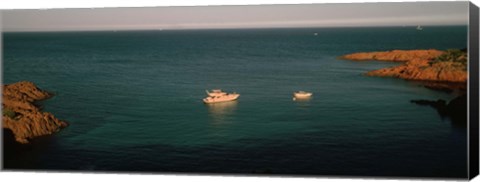 Framed Boats in the sea, Esterel Massif, French Riviera, Provence-Alpes-Cote d&#39;Azur, France Print