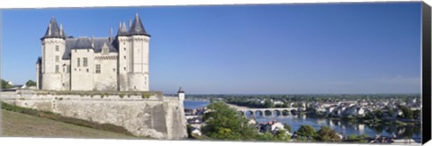 Framed Castle in a town, Chateau de Samur, Saumur, Maine-Et-Loire, Loire Valley, Pays-De-La-Loire, Centre Region, France Print