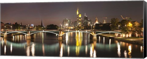 Framed Bridge across a river, Ignatz Bubis Bridge, Main River, Frankfurt, Hesse, Germany Print