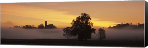 Framed Early morning fog near Seeg, Ostallgau, Bavaria, Germany Print