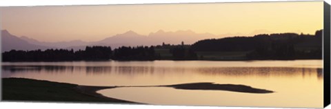 Framed Forggensee Lake and Allgau Alps at sunrise, Ostallgau, Bavaria, Germany Print