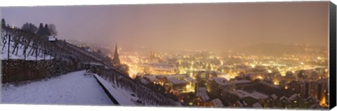 Framed City lit up at night, Esslingen am Neckar, Stuttgart, Baden-Wurttemberg, Germany Print
