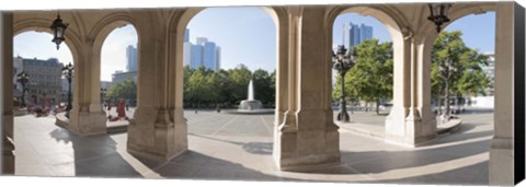 Framed Buildings in the financial district viewed from the opera house, Frankfurt, Hesse, Germany Print