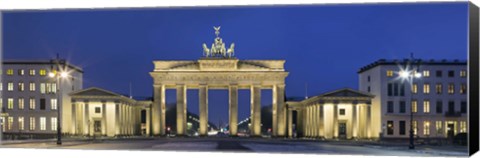 Framed City gate lit up at night, Brandenburg Gate, Pariser Platz, Berlin, Germany Print