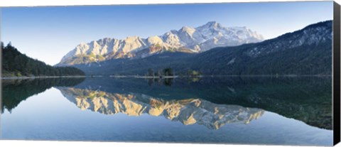 Framed Wetterstein Mountains and Zugspitze Mountain reflecting in Lake Eibsee, Bavaria, Germany Print