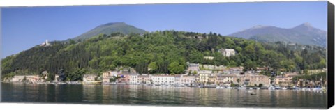 Framed Houses in a town at the waterfront, Toscolano-Maderno, Lake Garda, Lombardy, Italy Print