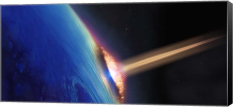 Framed Comet crashing into earth Print