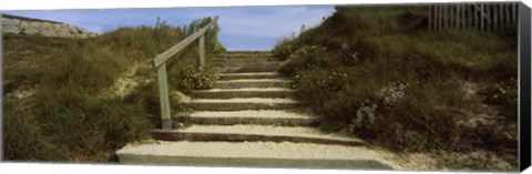 Framed Steps onto a beach, Pontusval, Brignogan-Plage, Brittany, France Print