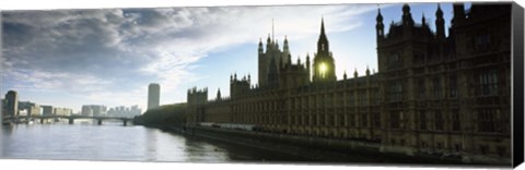 Framed Houses of Parliament at the waterfront, Thames River, London, England Print