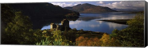 Framed Castle on a hill, Eilean Donan, Loch Duich, Highlands Region, Inverness-Shire, Scotland Print