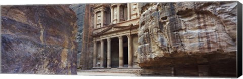 Framed Treasury through the rocks, Wadi Musa, Petra, Jordan Print