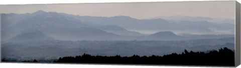 Framed Mountains in mist at dawn, Rwanda Print