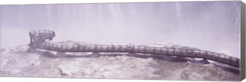 Framed People on cat walks at floodwaters on Iguacu Falls, Brazil Print