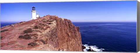 Framed Lighthouse at a coast, Anacapa Island Lighthouse, Anacapa Island, California, USA Print