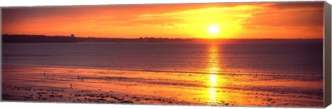 Framed Sunrise over the beach, Cap Coz, Fouesnant, Finistere, Brittany, France Print