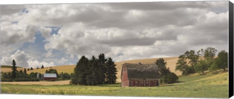 Framed Old barn under cloudy sky, Palouse, Washington State, USA Print