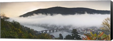 Framed City viewed from Philosopher&#39;s Way at morning, Heidelberg, Baden-Wurttemberg, Germany Print