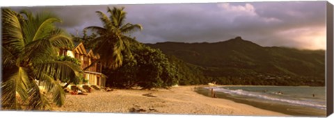 Framed Hotel apartments on Beau Vallon beach, Mahe Island, Seychelles Print