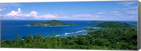 Framed View over Anse L&#39;Islette and Therese Island, Seychelles Print