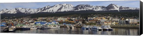 Framed Boats at a harbor, Ushuaia, Tierra Del Fuego, Patagonia, Argentina Print
