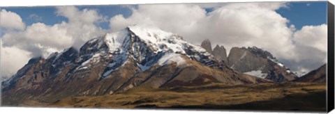 Framed Clouds over snowcapped mountains, Towers of Paine, Mt Almirante Nieto, Torres Del Paine National Park, Chile Print