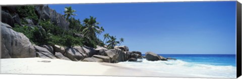 Framed Rock formations on the coast, Anse Marron, La Digue Island, Seychelles Print