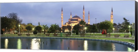 Framed Blue Mosque Lit Up at Dusk, Istanbul, Turkey Print