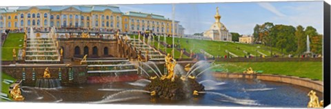 Framed Grand Cascade fountain in front of the Peterhof Grand Palace, Petrodvorets, St. Petersburg, Russia Print