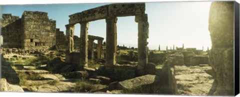 Framed Roman town ruins of Hierapolis at Pamukkale, Anatolia, Central Anatolia Region, Turkey Print