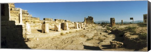 Framed Ruins of Hierapolis at Pamukkale with mountains in the background, Anatolia, Central Anatolia Region, Turkey Print