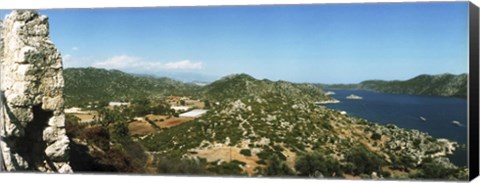 Framed Aerial view from the Byzantine Castle, Kekova, Lycia, Antalya Province, Turkey Print