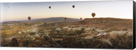 Framed Hot air balloons in flight over Cappadocia, Central Anatolia Region, Turkey Print