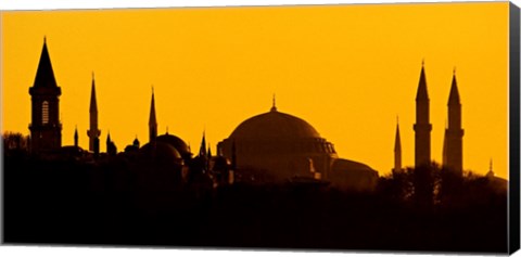 Framed Silhouette of a mosque, Blue Mosque, Istanbul, Turkey Print