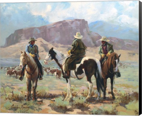 Framed Three Cowboys Print