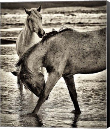 Framed Beach Horses I Print