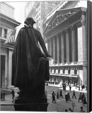 Framed George Washington Statue, New York Stock Exchange, Wall Street, Manhattan, New York City, USA Print