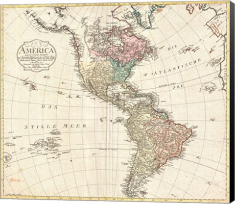 Framed 1795 D&#39;Anville Wall Map of South America Print