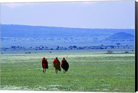 Framed Maasai on Serengeti Africa Print