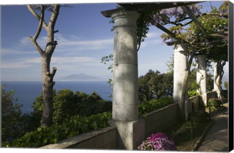Framed Balcony overlooking the sea, Villa San Michele, Capri, Naples, Campania, Italy Print
