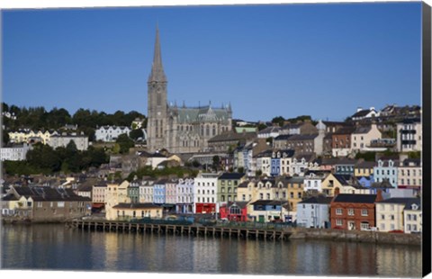 Framed Immigrant Embarkation Harbour, Terraced Houses and St Colman's Cathedral, Cobh, County Cork, Ireland (horizontal) Print